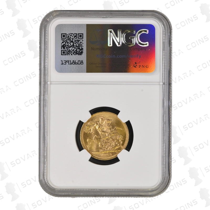 1965 Gold Sovereign – Queen Elizabeth II Gillick Portrait – NGC MS64