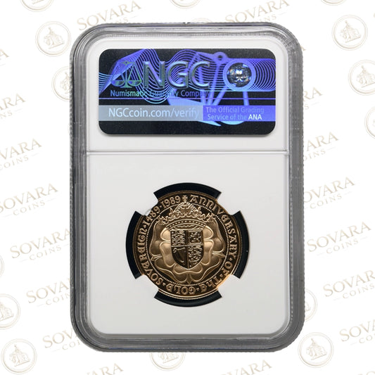 1989 Gold Proof Double Sovereign reverse – Tudor shield within double rose PF70 UC