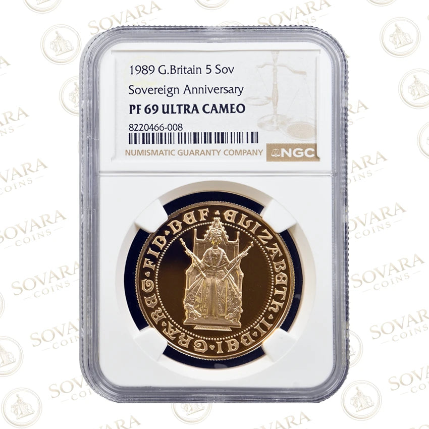 1989 Gold Proof Quintuple Sovereign PF69 NGC graded coin