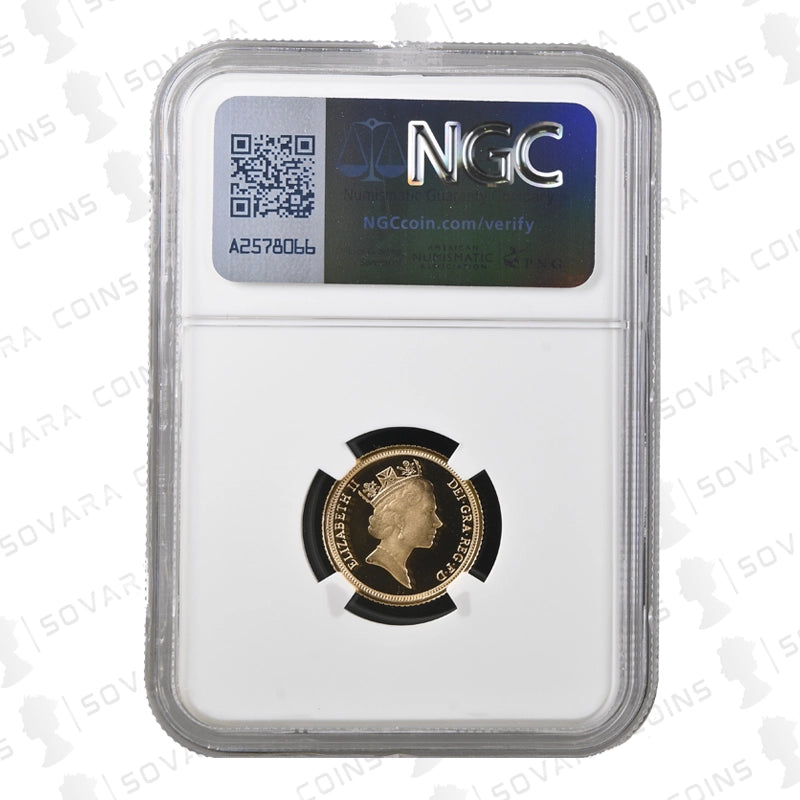1990 Gold Proof Half Sovereign PF70 Ultra Cameo