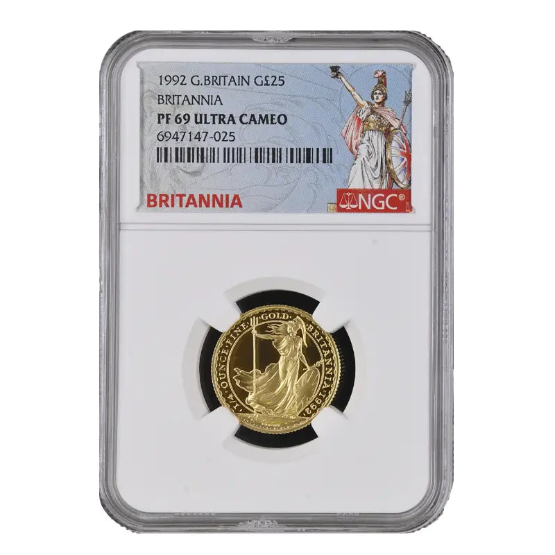 1992 £25 Britannia 1/4oz Gold Proof Coin PF69 Ultra Cameo