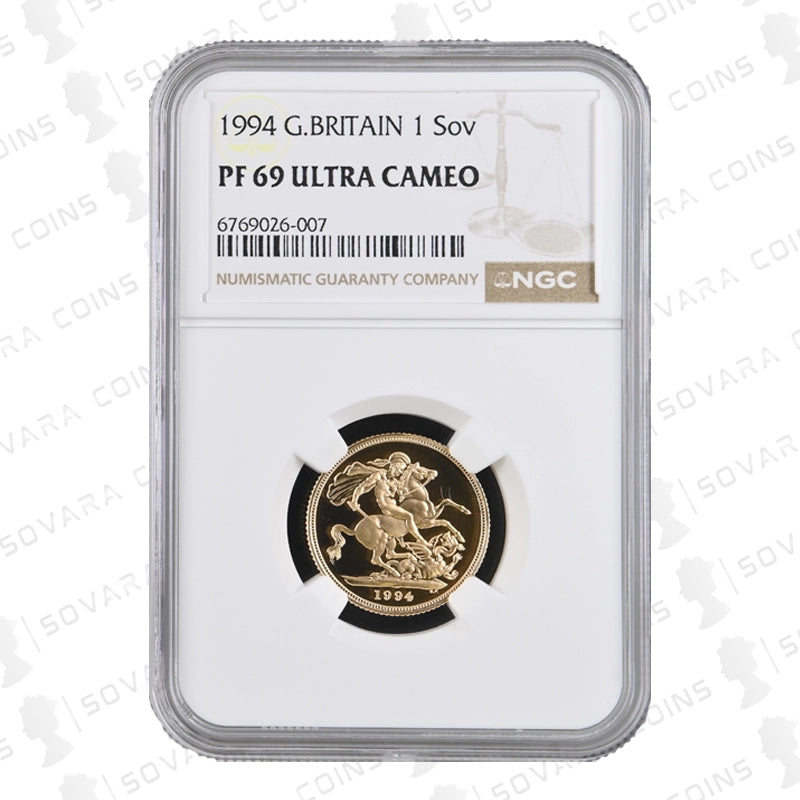 1994 Gold Proof Sovereign – NGC PF69 Ultra Cameo featuring St George and the Dragon