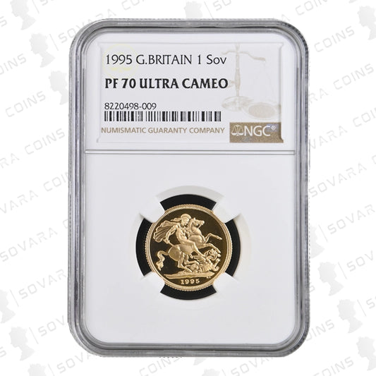 1995 Gold Proof Sovereign graded PF70 Ultra Cameo by NGC