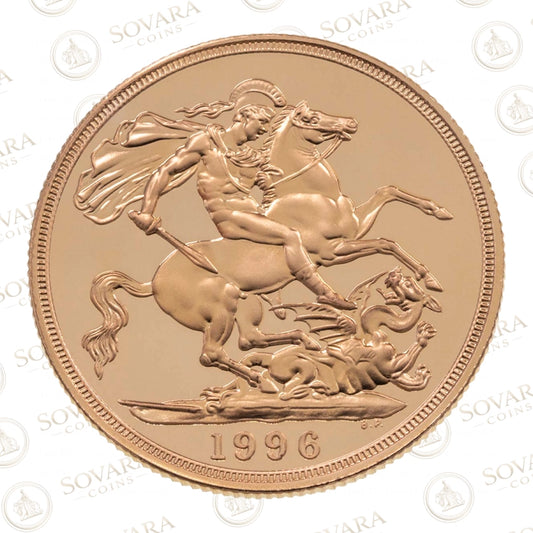 1996 proof double sovereign St George and the dragon design