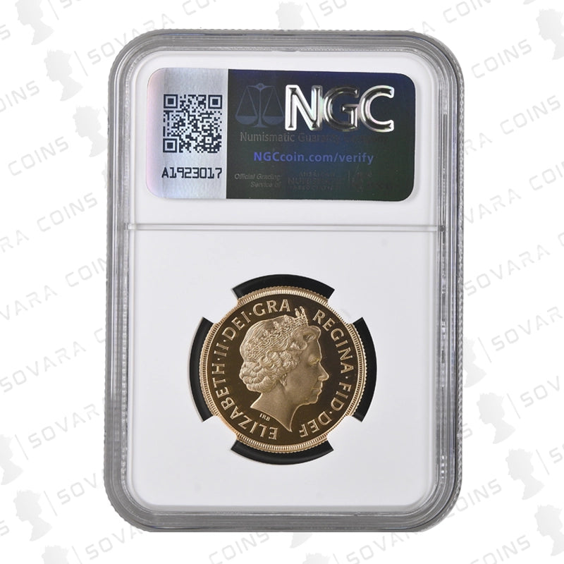 2002 Double Sovereign Gold Proof PF70 Ultra Cameo (Golden Jubilee Shield Reverse)