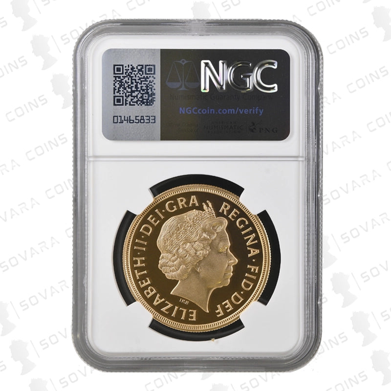 2005 Gold Proof Five Pound Sovereign PF70 Ultra Cameo – Timothy Noad Design
