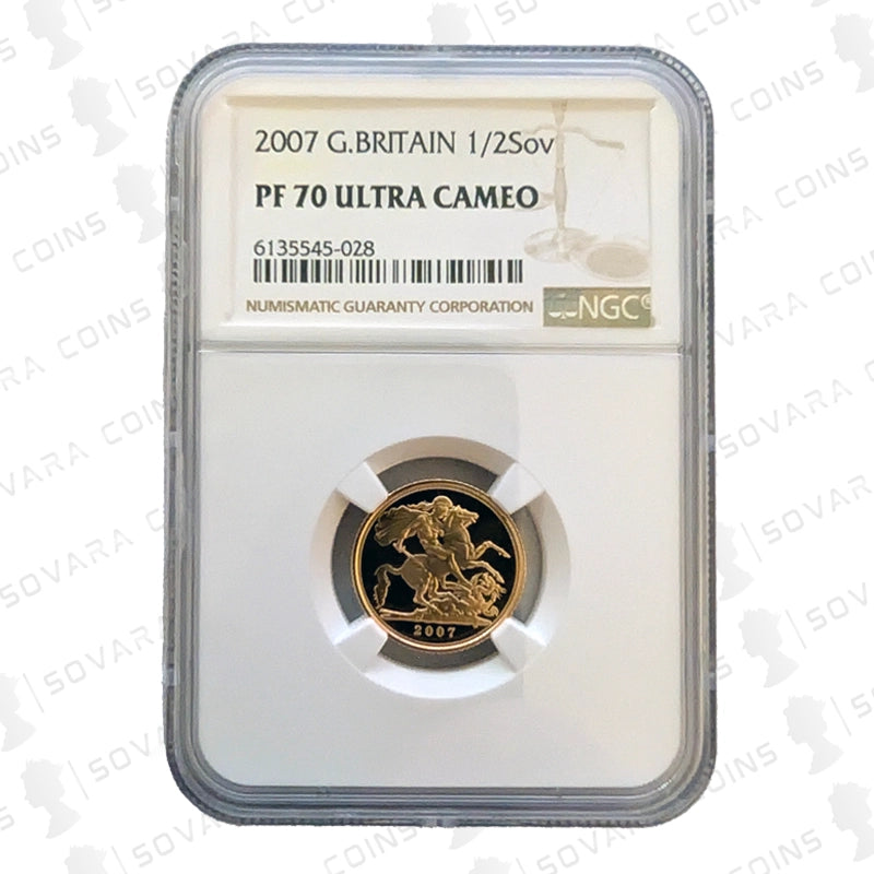 2007 Gold Proof Half Sovereign reverse – St George and the Dragon design PF70 UC