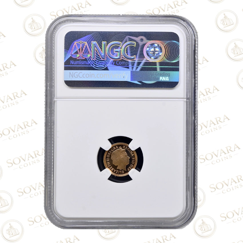 Reverse of the 2012 Gold Proof Quarter Sovereign PF70 Ultra Cameo in NGC holder