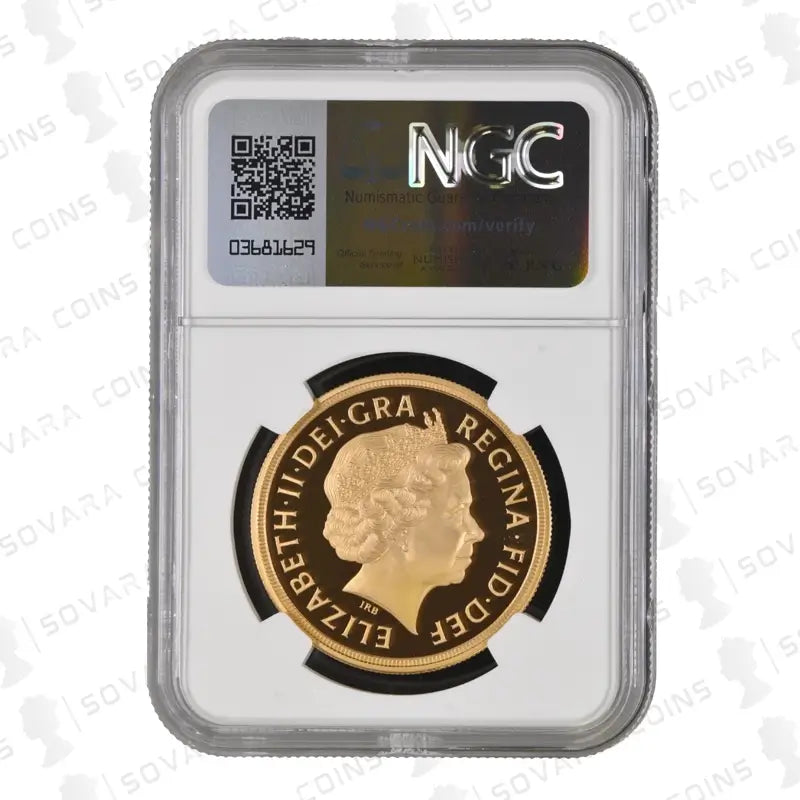 2015 Gold Proof Five Pound Sovereign PF70 Ultra Cameo – Fourth Portrait