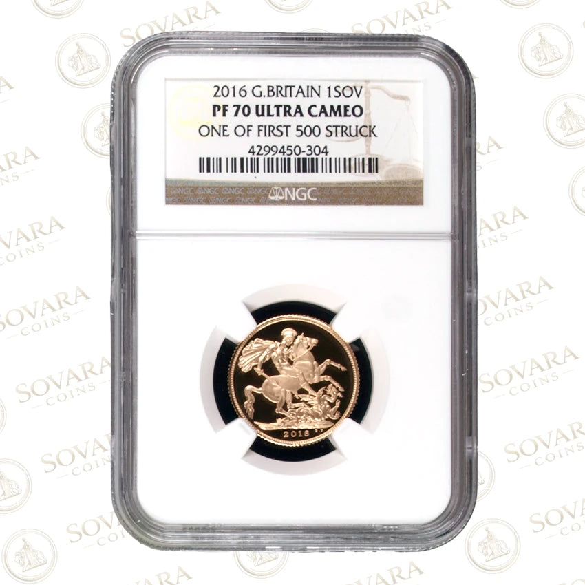 2016 Gold Proof Sovereign reverse – St George and the Dragon design PF70 Ultra Cameo