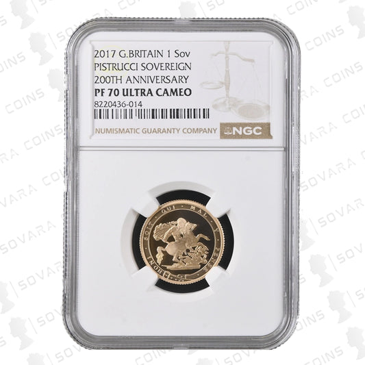 2017 Gold Proof Full Sovereign 200th Anniversary edition graded NGC PF70 Ultra Cameo