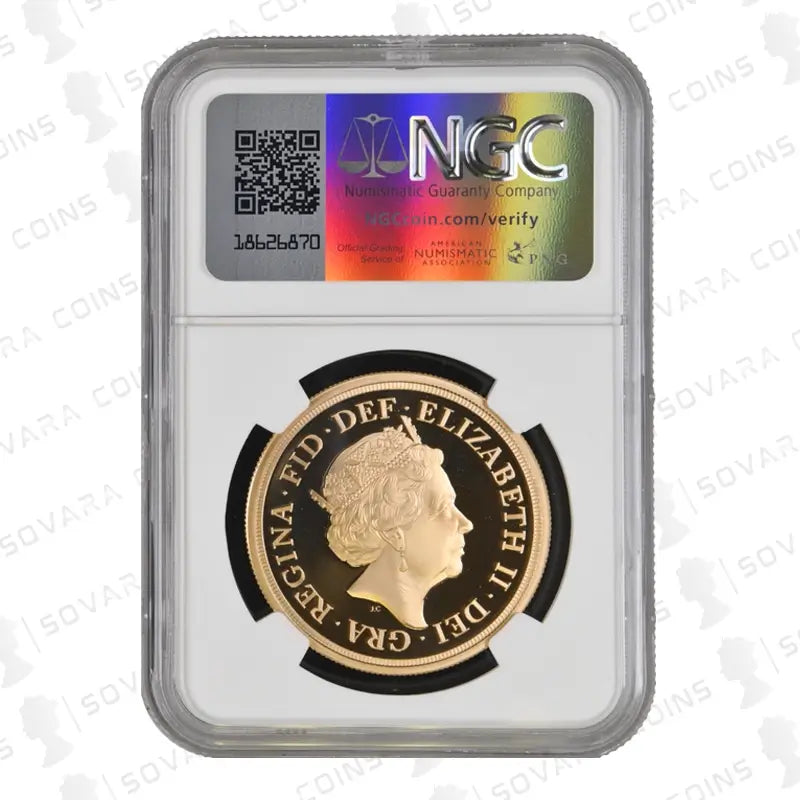 2018 Gold Proof Five Pound Sovereign PF70 Ultra Cameo – Sapphire Anniversary