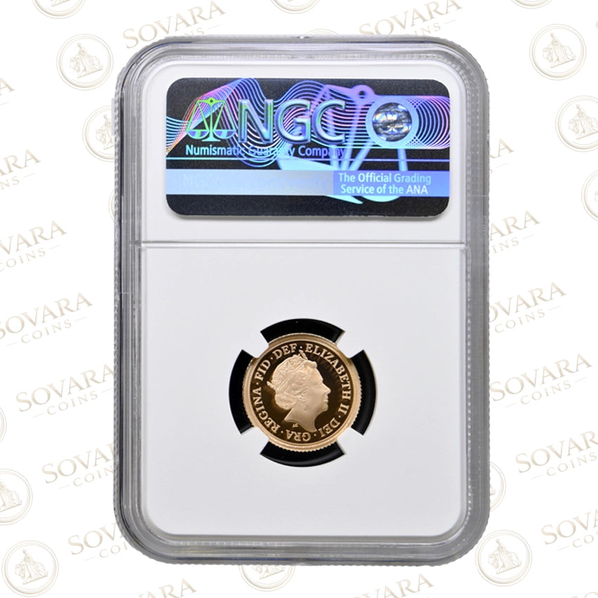 Sapphire Anniversary Privy on the 2018 Gold Proof Half Sovereign PF70