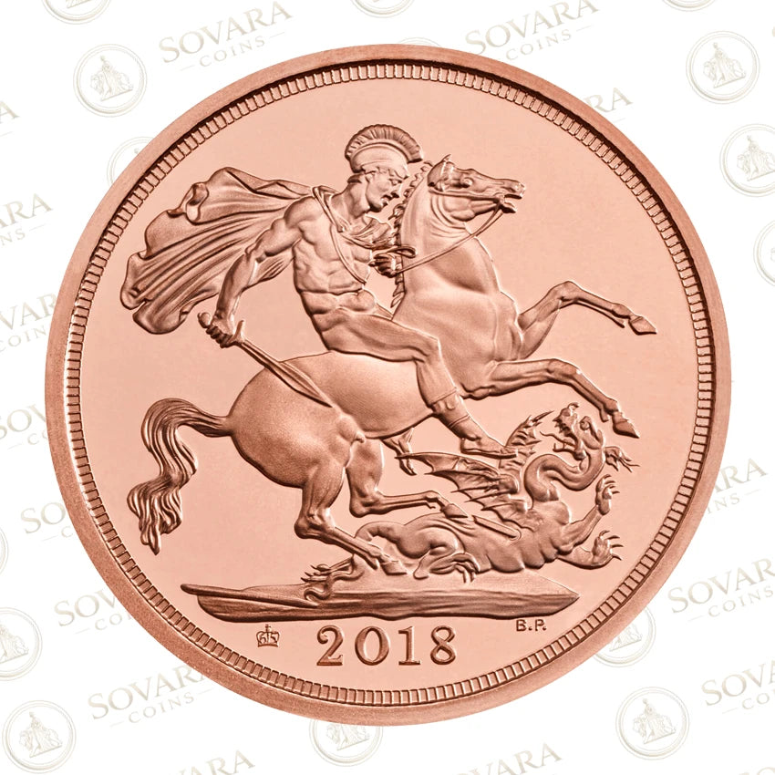 2018 Sapphire Coronation Strike on the Day Sovereign reverse - Pistrucci Saint George and the Dragon