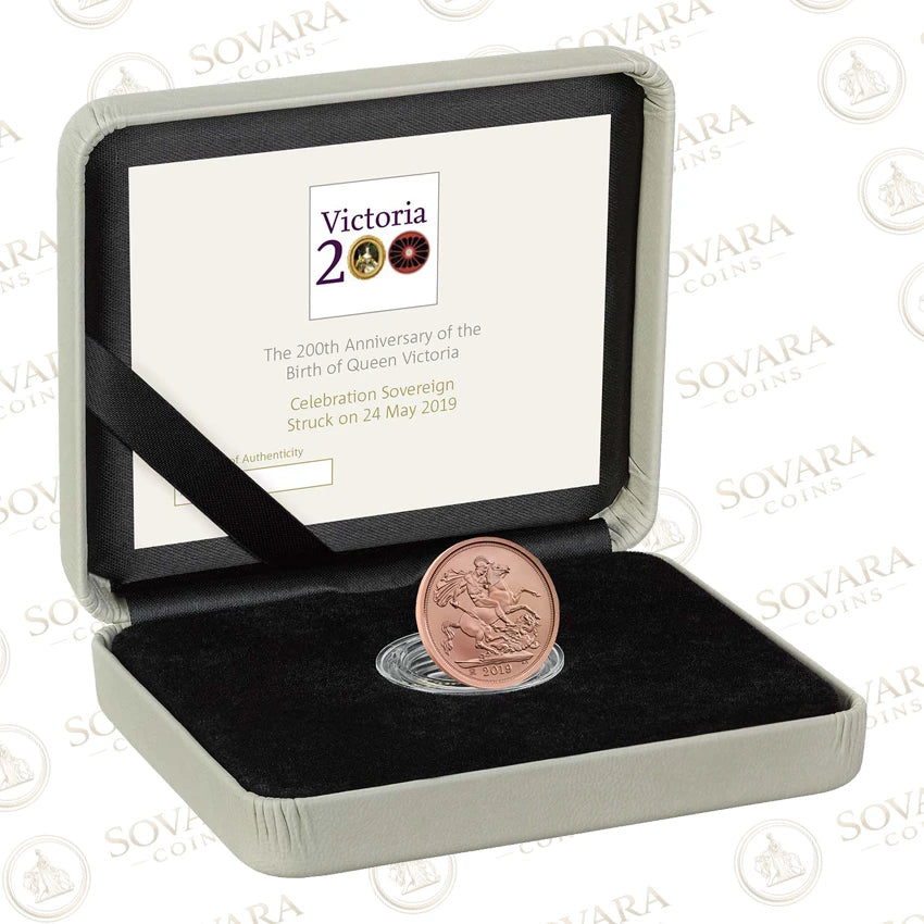 2019 Queen Victoria Celebration Sovereign Royal Mint presentation box and certificate