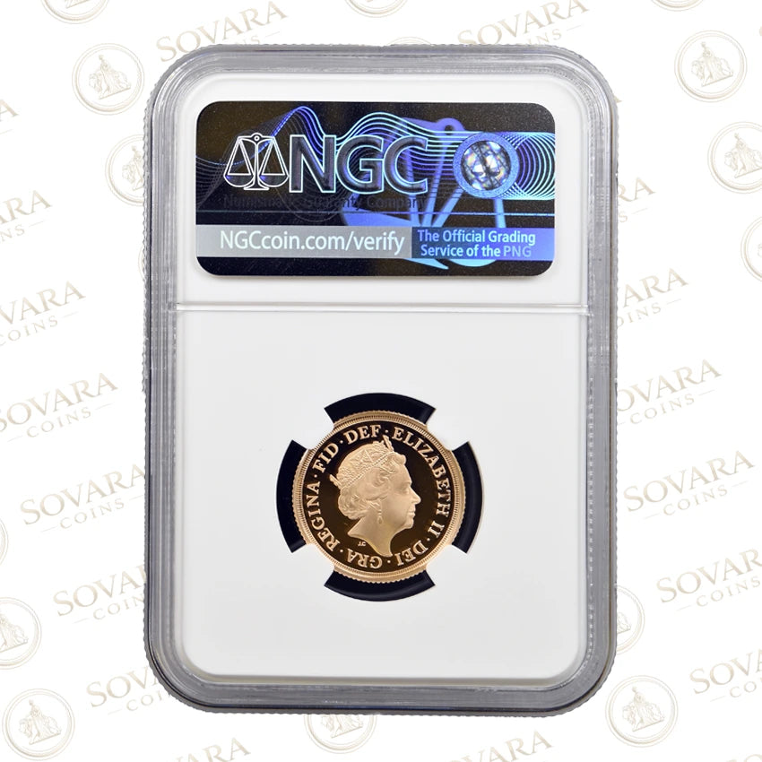 2020 Gold Proof Sovereign obverse – Queen Elizabeth II portrait PF70 Ultra Cameo King George III Privy