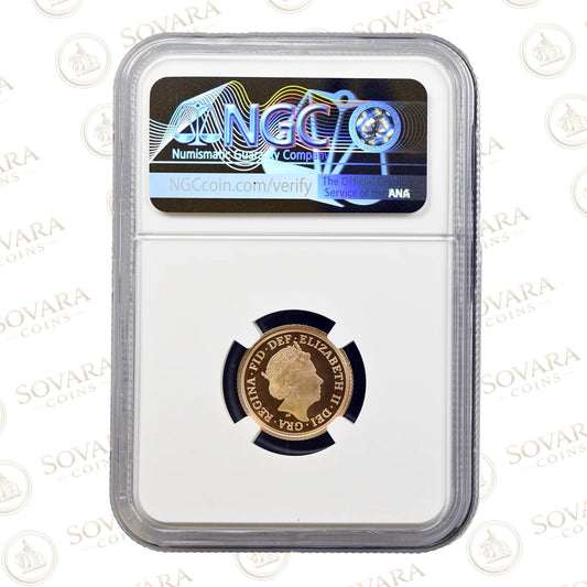 2020 Gold Proof half Sovereign obverse – Queen Elizabeth II portrait PF70 Ultra Cameo King George III Privy