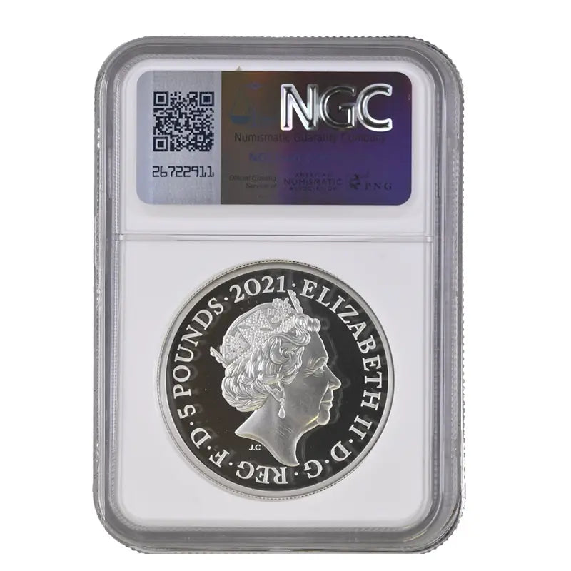 Collectible 2021 Royal Mint Great Engravers Gothic Quartered Arms 2oz Silver Proof Coin in NGC holder PF70 Ultra Cameo