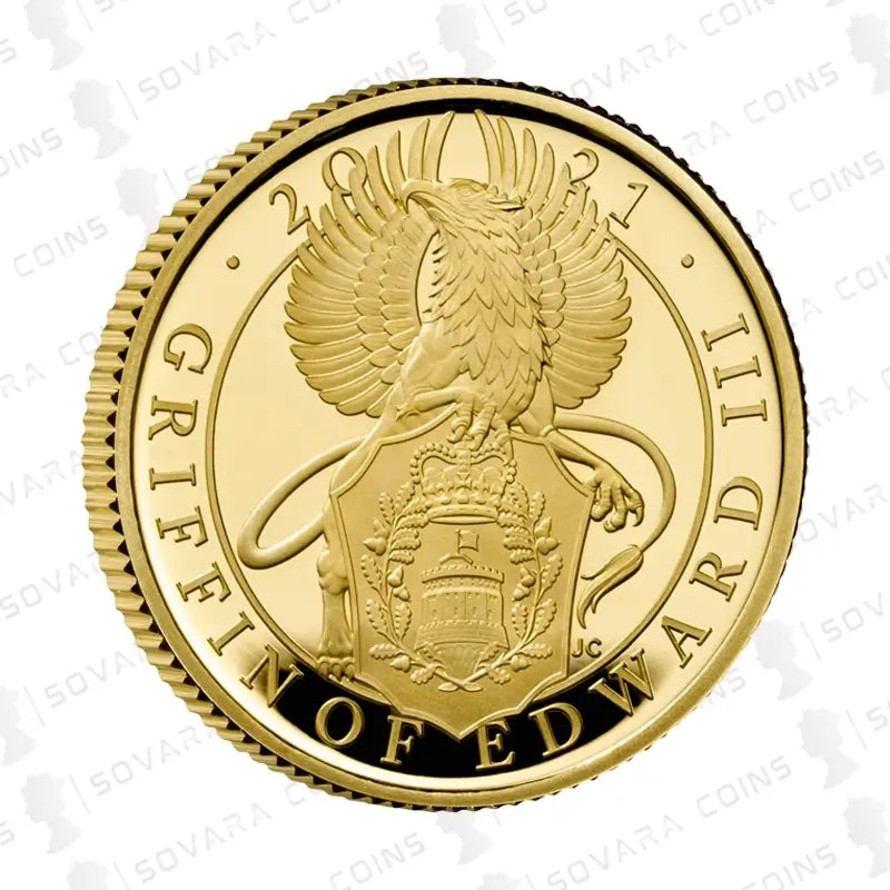 2021 Queen's Beasts The Griffin of Edward III UK Quarter-Ounce Gold Proof Coin