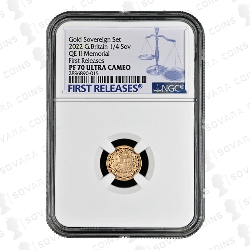 2022 Gold Proof Quarter Sovereign PF70 Ultra Cameo – NGC graded memorial coin