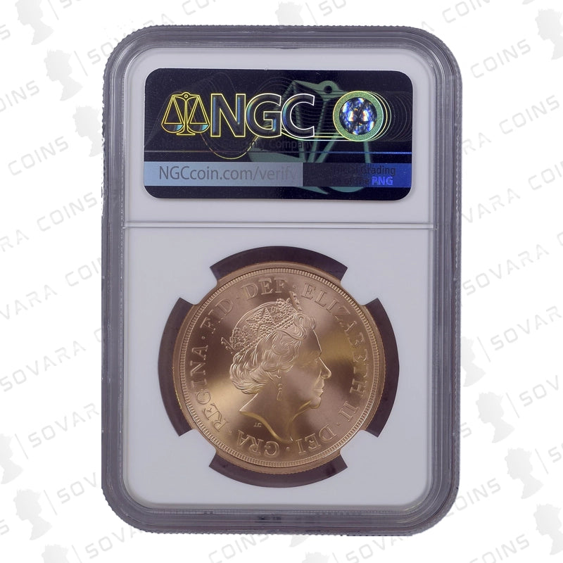 2022 Platinum Jubilee Matte Five Sovereign obverse – Queen Elizabeth II portrait MS70 Matte