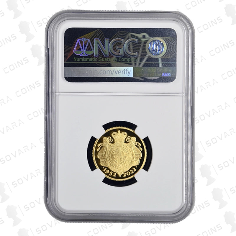 NGC PF70 2022 Quarter Ounce Gold Proof Platinum Jubilee Coin – rare Royal Mint issue marking 70 years of The Queen’s reign