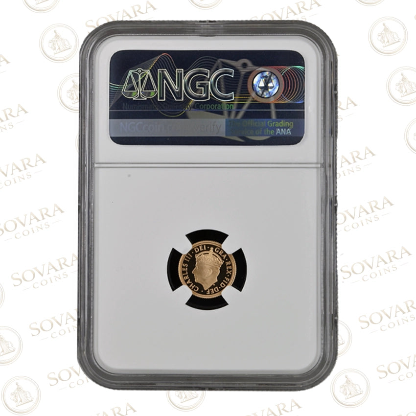 2023 Coronation Quarter Sovereign obverse – King Charles III crowned portrait PF70 Ultra Cameo