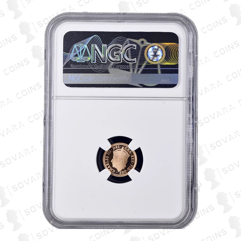 2023 Coronation Quarter Sovereign obverse – King Charles III crowned portrait PF70 Ultra Cameo