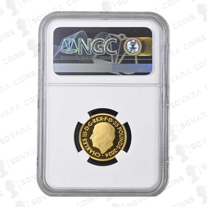 2024 James Bond Completer Quarter Ounce Gold Proof Coin obverse – King Charles III portrait