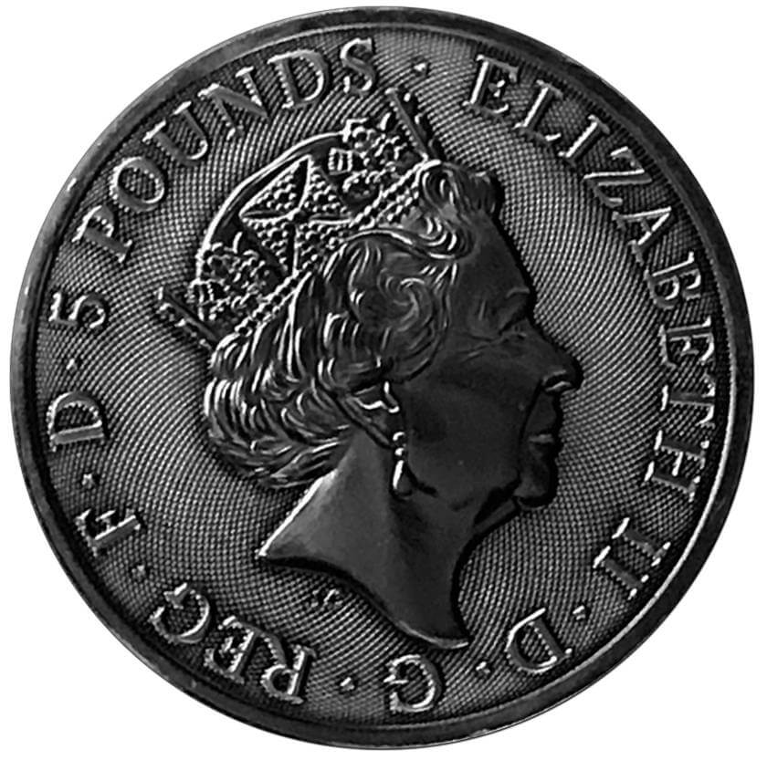 2020 UK Antiqued Queen’s Beasts The White Horse of Hanover 2oz Silver Coin