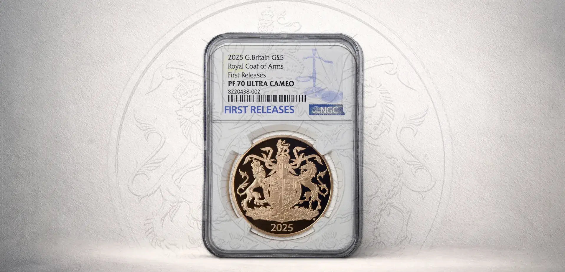 Graded gold proof coins specialist dealer banner showcasing a certified King Charles III 2025 legal tender gold coin slabbed by NGC.