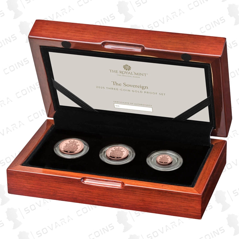 The Sovereign 2025 three-coin gold proof set – Sovereign, Half Sovereign & Quarter Sovereign