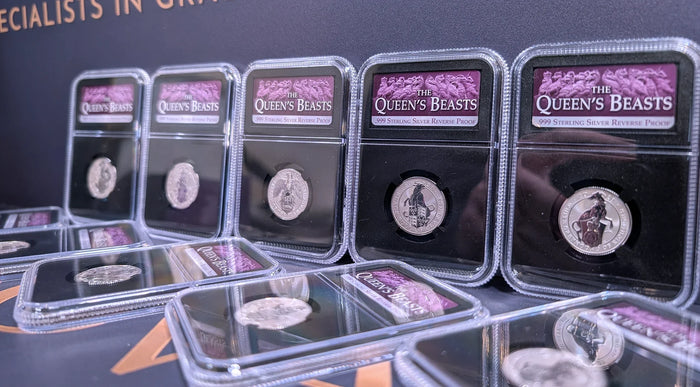 full set of the Royal Mint's 2021 Queen's Beasts quarter-ounce silver proofs