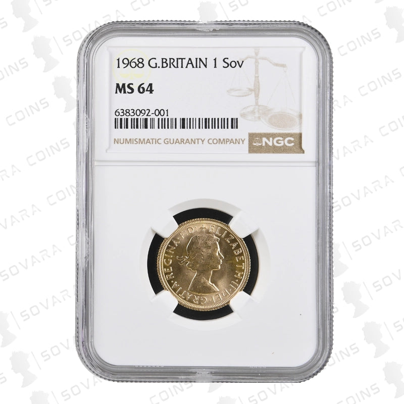 1968 Gold Sovereign with Gillick portrait graded NGC MS64