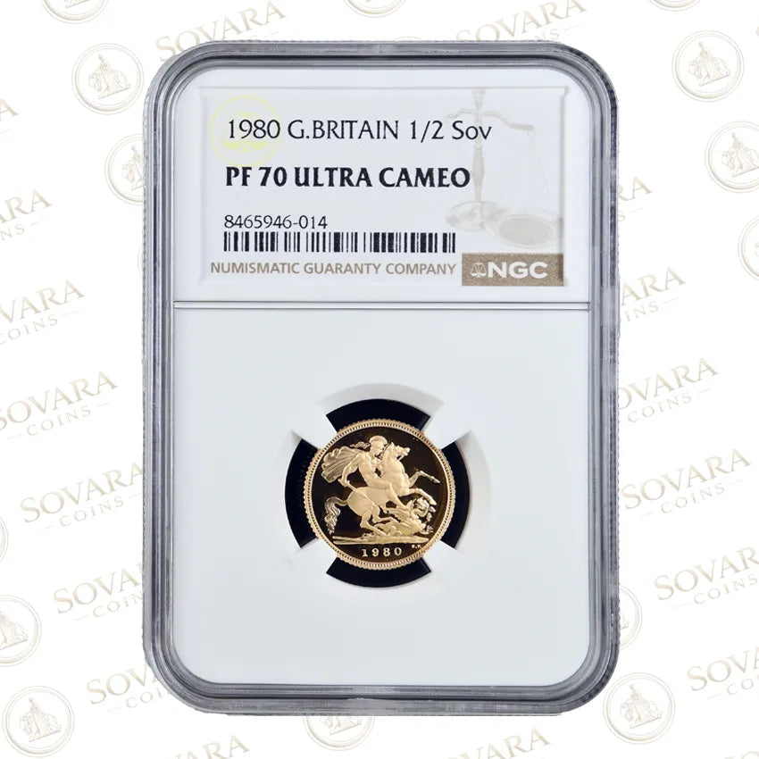 1980 Gold Proof Half Sovereign PF70 Ultra Cameo NGC graded British gold coin