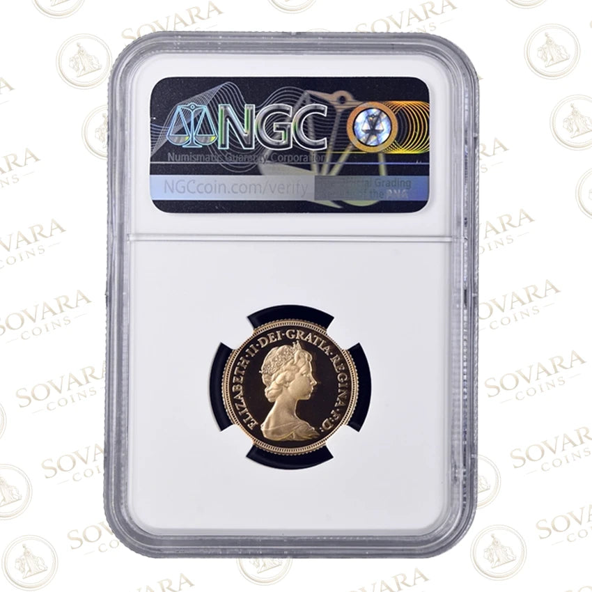1980 Gold Proof Sovereign obverse - Arnold Machin decimal portrait Queen Elizabeth II