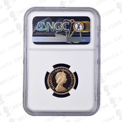 1980 Gold Proof Sovereign obverse – Queen Elizabeth II Arnold Machin portrait PF70 Ultra Cameo