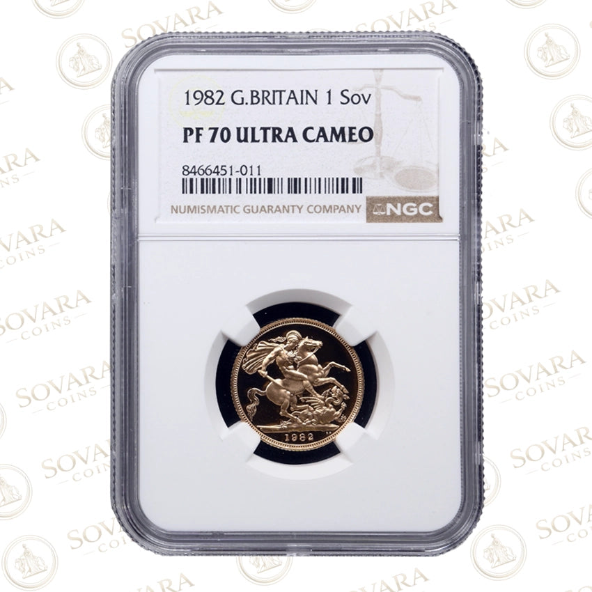 1982 Gold Proof Sovereign PF70 Ultra Cameo NGC graded British gold coin
