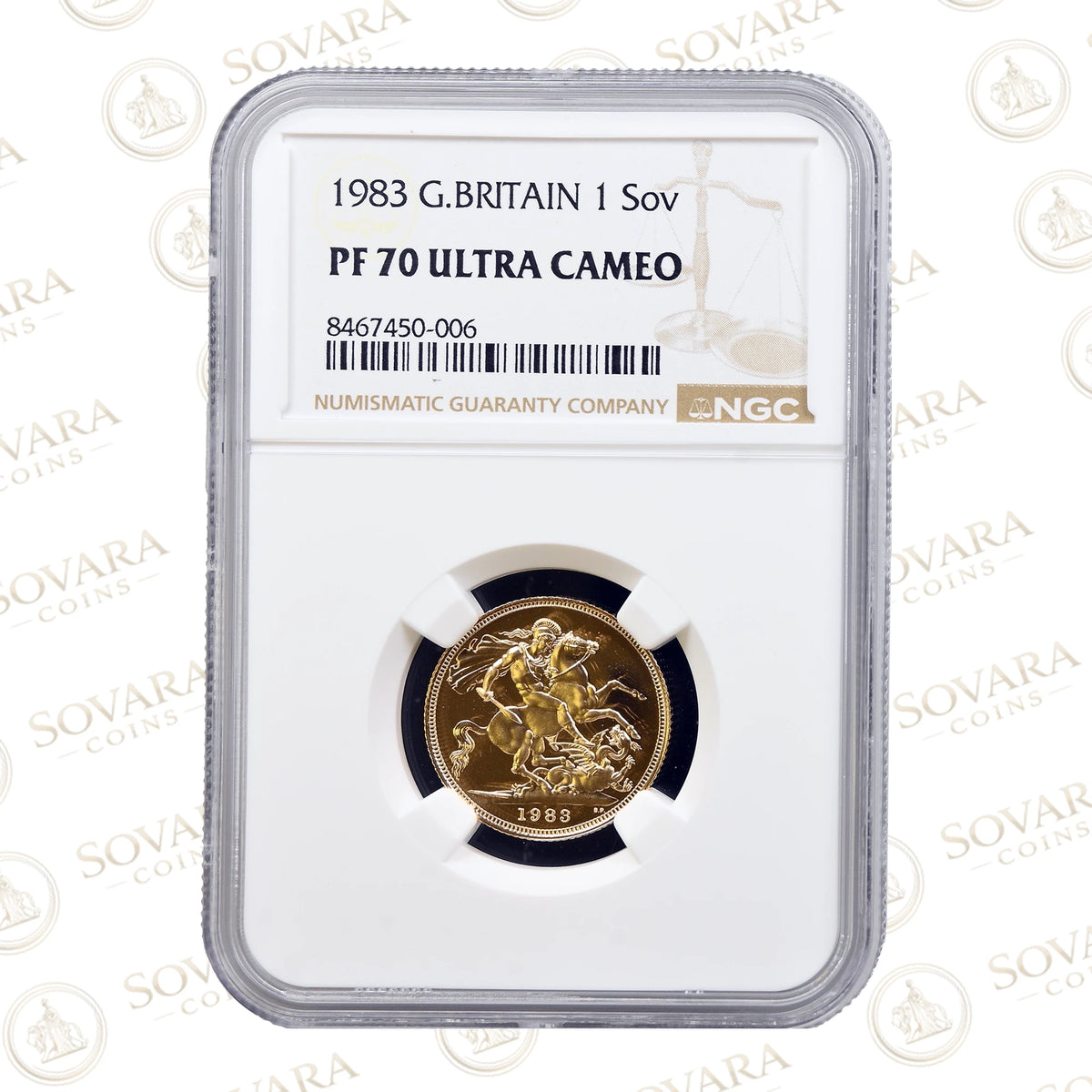 1983 Gold Proof Sovereign NGC PF70 Ultra Cameo graded slab
