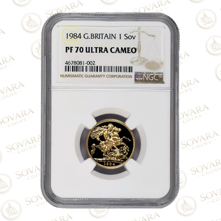 1984 gold proof sovereign PF70 Ultra Cameo NGC slab