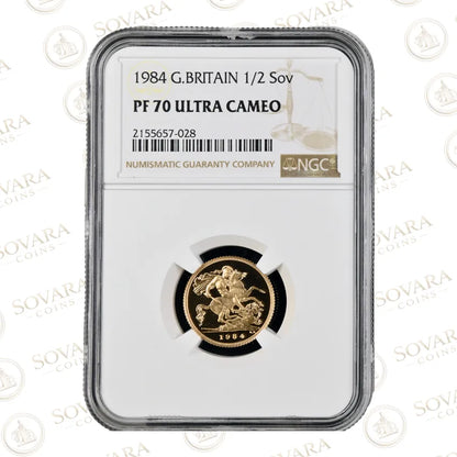1984 Gold Proof Half Sovereign NGC PF70 Ultra Cameo Top Pop Perfection