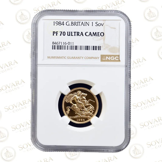 1984 Gold Proof Sovereign Full Sovereign NGC PF70 Ultra Cameo Top Pop Perfection
