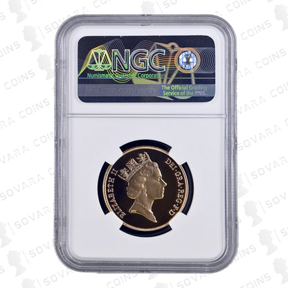 1985 Gold Proof Double Sovereign obverse – Queen Elizabeth II portrait PF70 Ultra