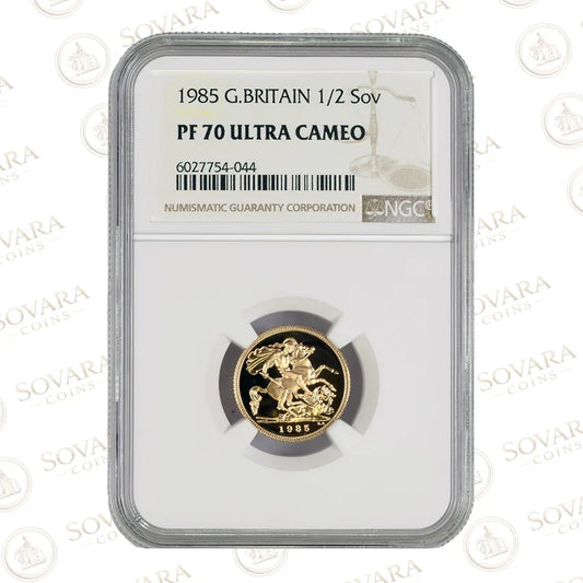 1985 Gold Proof Half Sovereign NGC PF70 Ultra Cameo Top Pop Perfection