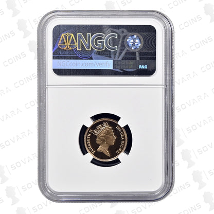 1985 Gold Proof Half Sovereign obverse – Queen Elizabeth II portrait PF70 Cameo