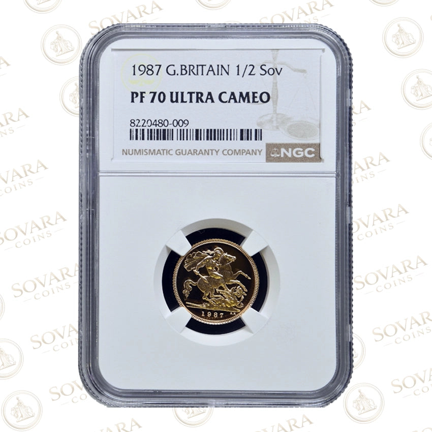 1987 Gold Proof Half Sovereign PF70 Ultra Cameo NGC graded Elizabeth II