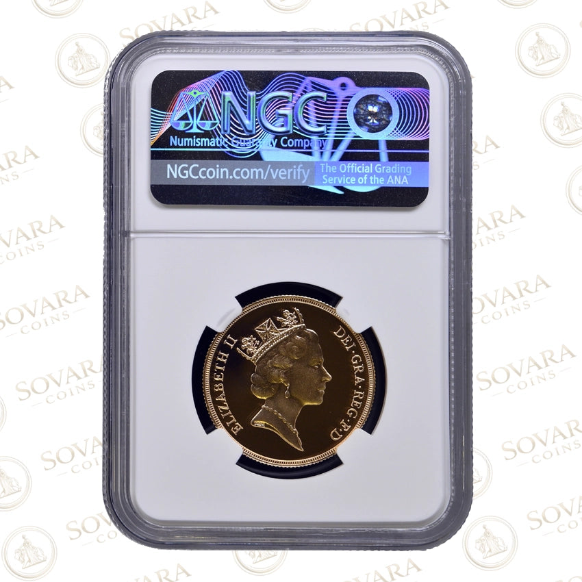 1988 Double Sovereign gold proof coin PF70 Ultra Cameo NGC graded St George and the Dragon