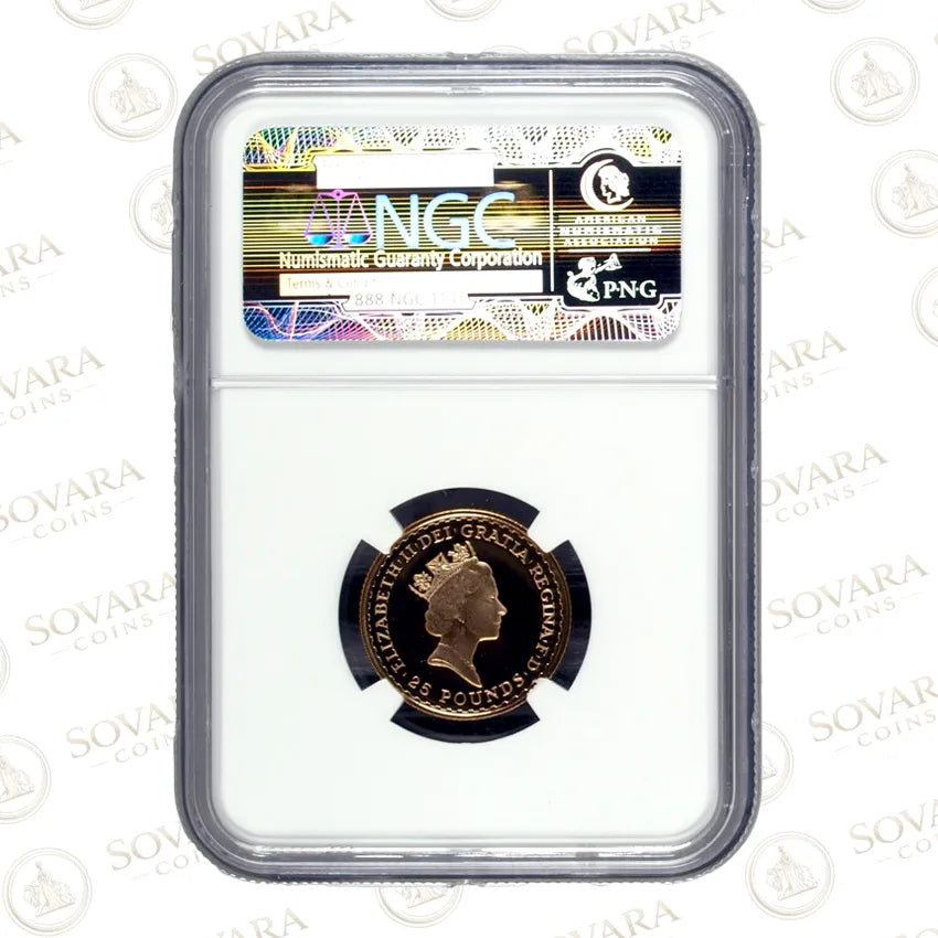 1988 1/4oz Gold Britannia Reverse Classic Philip Nathan Standing Design NGC PF70