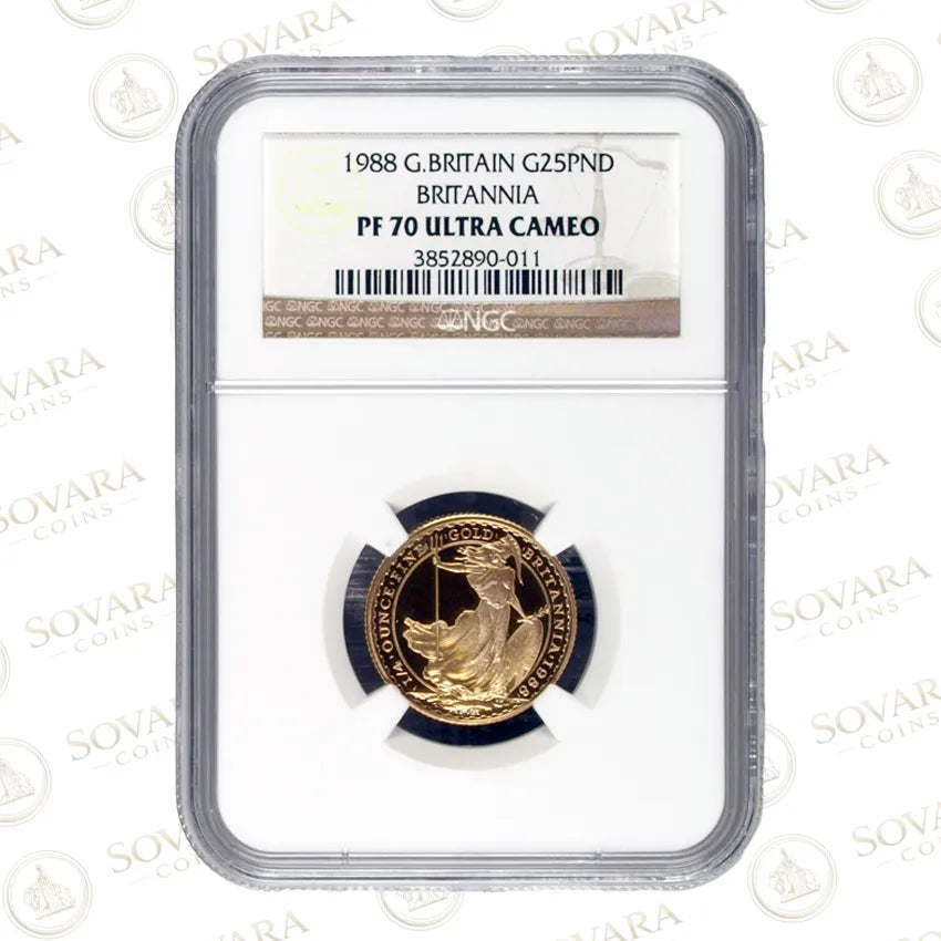 1988 Gold Proof Quarter Ounce Britannia NGC PF70 Ultra Cameo Top Pop One of 79