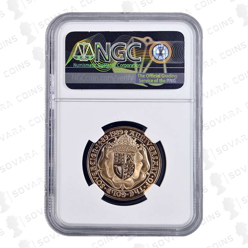 1989 Gold Proof Double Sovereign reverse – Tudor shield within double rose PF70 UC